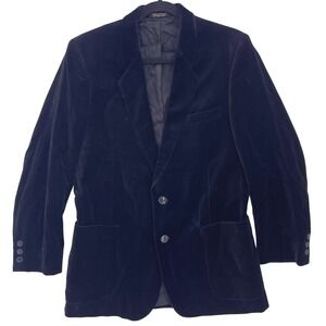Vintage Black Velvet Blazer M J. Riggings Two Button Notch Lapel Patch Pockets